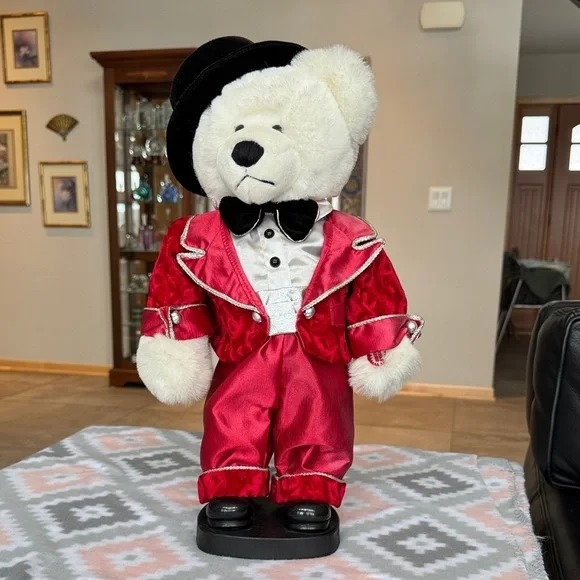 Vintage DanDee Teddy Bear in Red Suit and Black Hat tie 19” tall - Picture 1 of 9